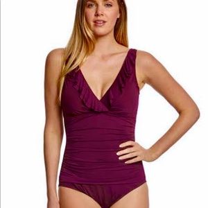 Ralph Lauren One Piece Swim Suit Burgundy Wine